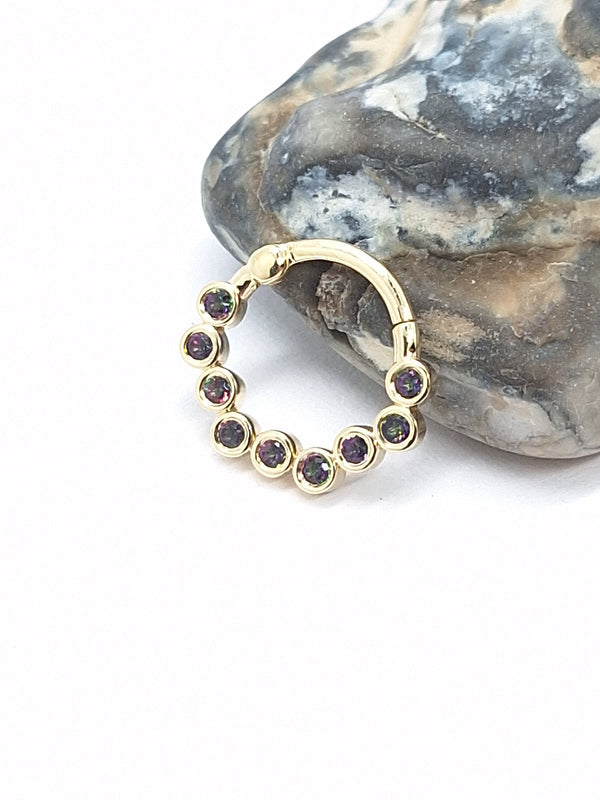 Zig Zag Cartilage Earring Mystic Green Topaz 14k Solid gold Daith Helix Piercing